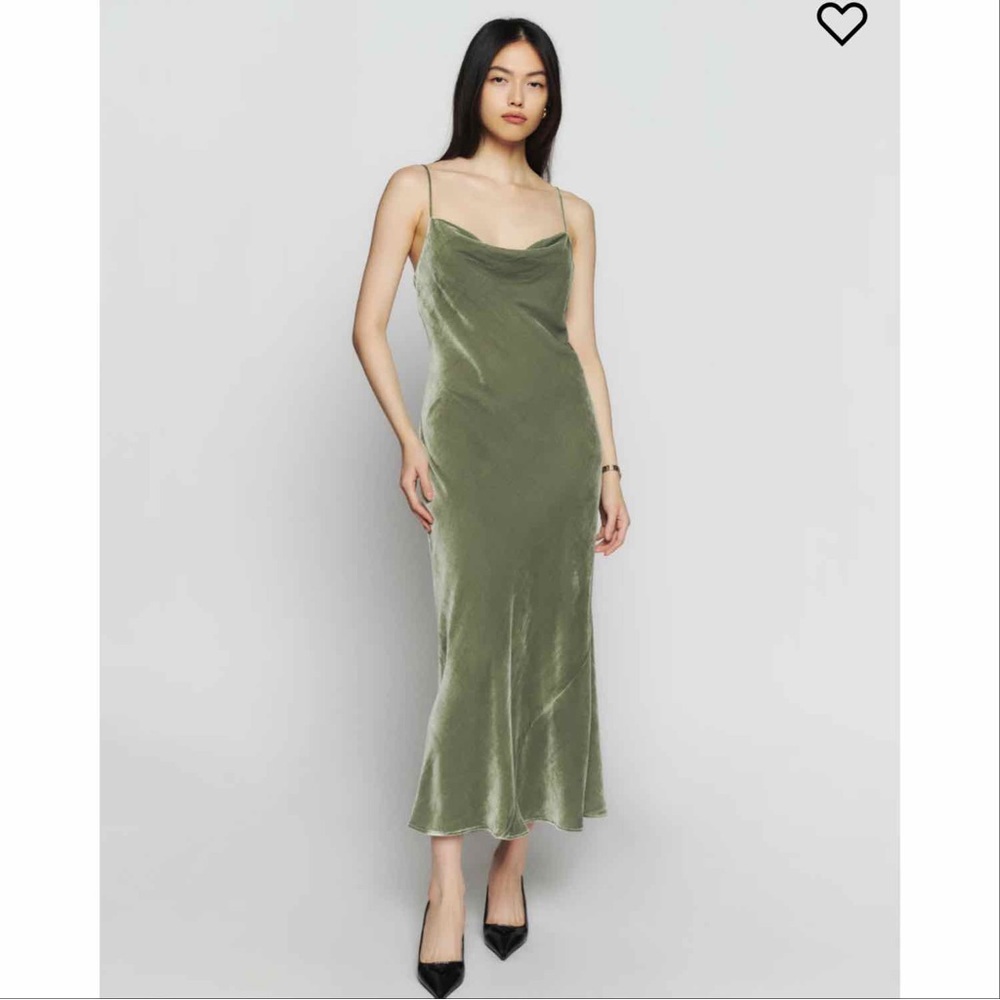 NWT Reformation Salamanca Cowl Neck Velvet Midi Dress in Artichoke Size 2